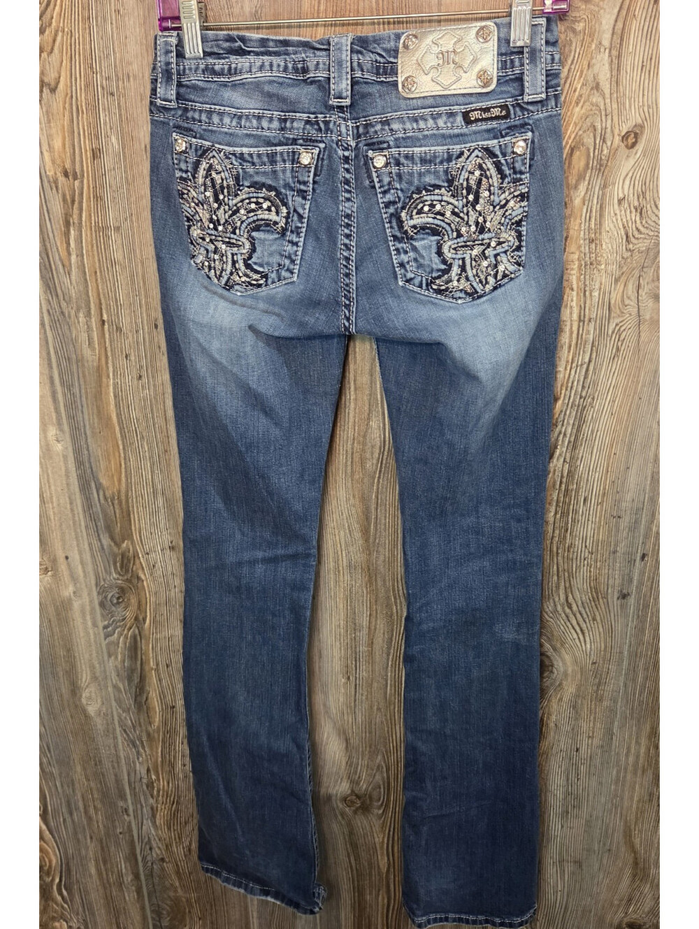 Miss Me Denim Blue Jeans Women Sz 26 (28x34) Easy Boot JE8205EX western rodeo